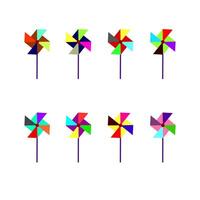 Colorful paper windmill pinwheel. kids toy coloring. vector