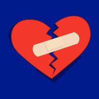 heart with plaster illustration. sticker. broken heart. vector