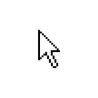 Pixel and modern version of cursors signs. pointer arrow. pixel art. vector