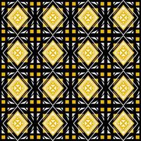 Abstract geometric pattern with lines, rhombuses a seamless background. Yellow and white on black background. vector