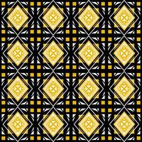 Abstract geometric pattern with lines, rhombuses a seamless background. Yellow and white on black background. vector