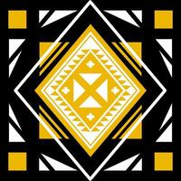 Abstract geometric pattern with lines, rhombuses a seamless background. Yellow and white on black background. vector