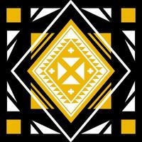 Abstract geometric pattern with lines, rhombuses a seamless background. Yellow and white on black background. vector