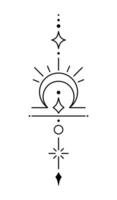 Libra zodiac sign and symbol blackwork tattoo. Sacred geometry horoscope tattoo design, mystic symbol of constellation. New school dotwork, line art minimalist style tattoo. vector