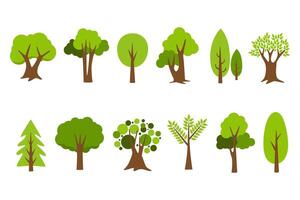 Collection of trees. tree set isolated on white background. vector