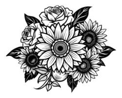 Pencil drawing flower of design vector