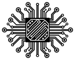 Black Processor icon isolated on black background vector