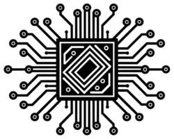 Black Processor icon isolated on black background vector