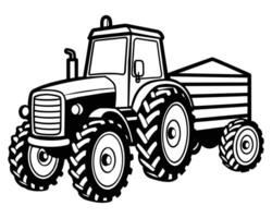 mano dibujado tractor para granja en blanco antecedentes vector