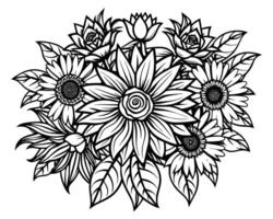 Pencil drawing flower of design vector