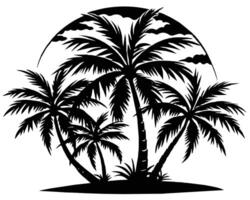 Two palm trees silhouette stock vector