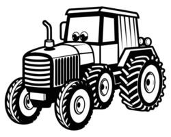 mano dibujado tractor para granja en blanco antecedentes vector