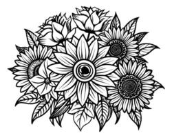 Pencil drawing flower of design vector