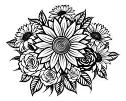 Pencil drawing flower of design vector