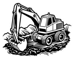 Excavator digger sketch vector