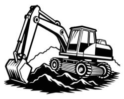 Excavator digger sketch vector