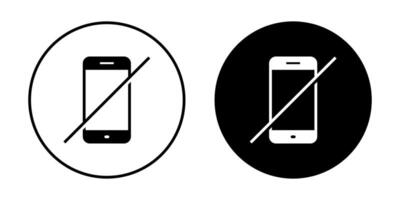 Turn off phone sign icon on black circle. No cellphone concept vector