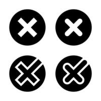 Cross sign icon set on black circle. X mark sign symbol vector