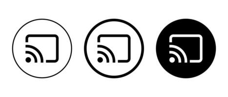 Screen cast icon on black circle. Screencast concept vector