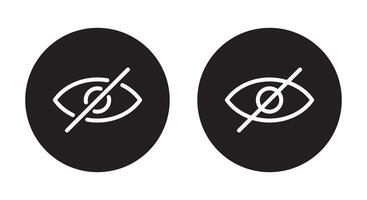 Sensitive content icon on black circle. Crossed eye, hide post concept vector