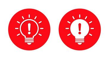 Exclamation mark light bulb icon with shadow. Warning lamp sign symbol vector