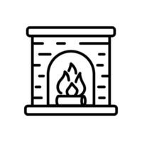 line icon of fireplace, isolated background vector