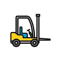 forklift, colored line icon, isolated background vector