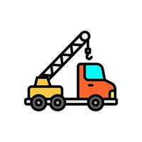 colored line icon of tow truck, isolated background vector