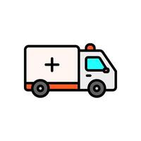 Colored line icon of ambulance, isolated background vector