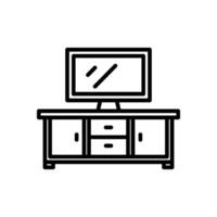 line icon of tv on table, isolated background vector