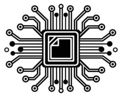 Black Processor icon isolated on black background vector