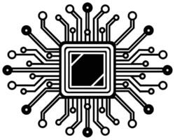 Black Processor icon isolated on black background vector