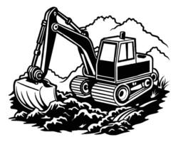 Excavator digger sketch vector