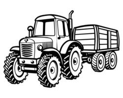 Hand Drawn Tractor for Farm on White Background vector