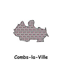 Map City of Combs la Ville, geometric logo with digital technology, illustration design template vector