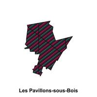 Les Pavillons sous Bois City Map of France Country, abstract geometric map with color creative design template vector