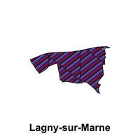 lagny sur Marne ciudad mapa de Francia país, resumen geométrico mapa con color creativo diseño modelo vector