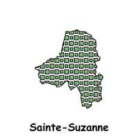 Map City of Sainte Suzanne, geometric logo with digital technology, illustration design template vector