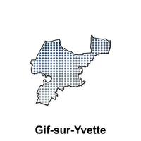 Map of Gif sur Yvette City with gradient color, dot technology style illustration design template, suitable for your company vector