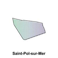 Map of Saint Pol sur Mer City with gradient color, dot technology style illustration design template, suitable for your company vector