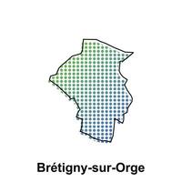 Map of Bretigny sur Orge City with gradient color, dot technology style illustration design template, suitable for your company vector