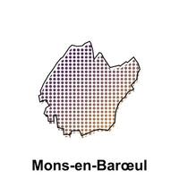 Map of Mons en Baroeul City with gradient color, dot technology style illustration design template, suitable for your company vector