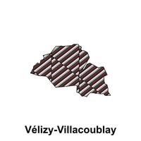 Velizy Villacoublay City Map of France Country, abstract geometric map with color creative design template vector