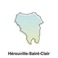 Map of Herouville Saint Clair City with gradient color, dot technology style illustration design template, suitable for your company vector