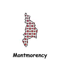 Map City of Montmorency, geometric logo with digital technology, illustration design template vector