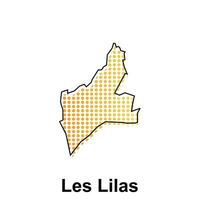 Map of Les Lilas City with gradient color, dot technology style illustration design template, suitable for your company vector