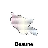 Map of Beaune City with gradient color, dot technology style illustration design template, suitable for your company vector