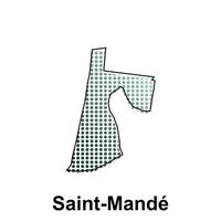Map of Saint Mande City with gradient color, dot technology style illustration design template, suitable for your company vector