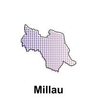 Map of Millau City with gradient color, dot technology style illustration design template, suitable for your company vector