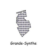 Map City of Grande Synthe, geometric logo with digital technology, illustration design template vector